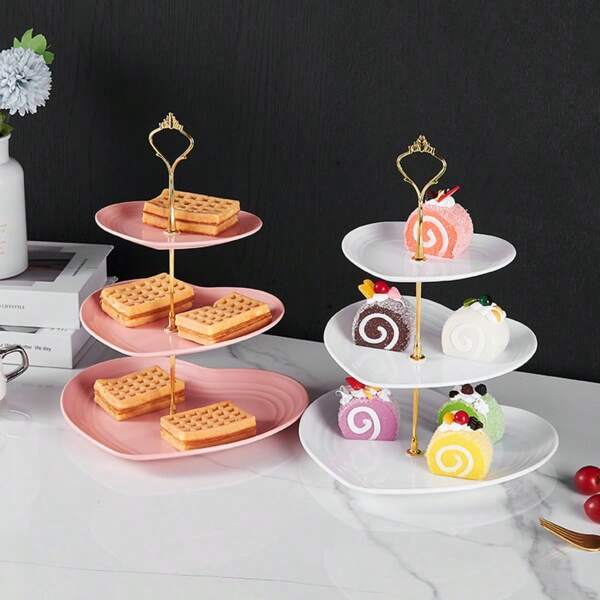 Three Layer Heart-Shaped Cake Rack, Suitable For Creative Weddings, Birthday Parties, Candies, Desserts, Afternoon Tea, Suitable For Homecoming, Valentine's Day, Weddings, Birthday Parties, Graduation Season