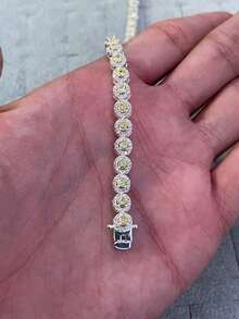 Pulso circular Plata.925 zirconias blanca y amarilla grosor 6mm unisex joyería fina para uso diario al ser Plata.925 no le pasa nada con el sudor ni agua - Balnco y amarillo - Ver 6