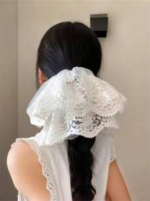 1 pièce Chouchou en dentelle doux et élégant pour femme, support de queue de cheval, convient aux robes, accessoire capillaire pour le port quotidien, printemps/été, chouchous de style bohème chic