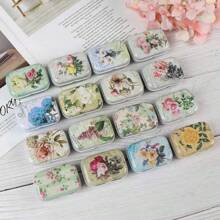 1set Miniature Floral Tin Boxes - Decorative Metal Jewelry Organizers With Hinged Lids, Compact Trinket Storage Containers, Ideal For Mother's Day Gifts, Small Party Favors, And DIY Crafts