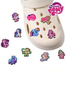 MY LITTLE PONY 1pc/12pcs My Little Pony Cute Cartoon Character Twilight Sparkle, Rainbow Dash, Pinkie Pie, Fluttershy Jelly Shoes, Shoe Flower & Shoe Charms