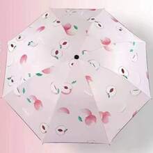 1pc Fruit Pattern Umbrella, Viral Dual-Use Umbrella, Black Coating UV Protection Folding Umbrella - Multicolor - View 5
