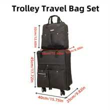 2-Piece Multifunctional Travel Bag Set, Foldable Wheeled Luggage Set - Includes Rolling Suitcase And Handbag, Spacious Rolling Luggage Bag With Sturdy Handle And Convenient Handbag, Retractable Handle, 4 Rotating Wheels - Perfect Companion For Outings, Travel, Camping, Adventure