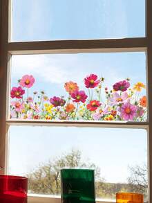 1 zestaw dekoracji domu naklejki na okna, wiosenne kolorowe wzory kwiatów i motyli statyczne naklejki na okna DIY wiosenne rośliny kwiatowe naklejki na okna, do dekoracji domu i kuchni artykuły upominkowe, naklejka winylowa do dekoracji domu, elementy dekoracji okiennych odśwież swój dom wystrój pokoju wystrój ścienny wystrój sypialni wystrój łazienki wystrój pokoju wystrój domu tapeta do salonu naklejki ścienne tapety