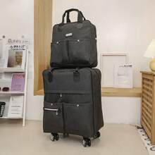 2-Piece Multifunctional Travel Bag Set, Foldable Wheeled Luggage Set - Includes Rolling Suitcase And Handbag, Spacious Rolling Luggage Bag With Sturdy Handle And Convenient Handbag, Retractable Handle, 4 Rotating Wheels - Perfect Companion For Outings, Travel, Camping, Adventure