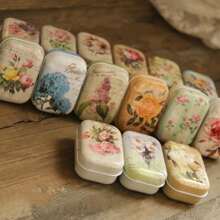 1set Miniature Floral Tin Boxes - Decorative Metal Jewelry Organizers With Hinged Lids, Compact Trinket Storage Containers, Ideal For Mother's Day Gifts, Small Party Favors, And DIY Crafts