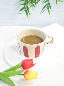 1pc Vintage Handpainted Striped Coffee Mug, Minimalist Aesthetic High-Quality Latte Mug, Office Tea Cup, Breakfast Milk Mug, Daily Water/Juice Cup, Microwave & Oven Friendly, Gift Idea