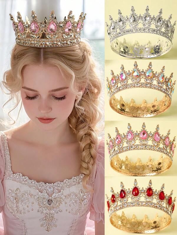 1 Stück Barocken Stil hochwertiger Mehrfarbiger Kronen Haarschmuck, geeignet für Hochzeiten, Geburtstage und Partys für Mädchen, Diadem Haargirlande Kostümkrone