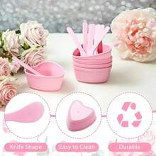 Bộ 3/6/10 tô trộn mặt nạ hình trái tim màu hồng kèm thìa - Dụng cụ chăm sóc da DIY bằng nhựa, thích hợp sử dụng tại nhà và salon, bộ tô trộn mặt nạ và que trộn mặt nạ, dụng cụ làm đẹp cho salon. - Hồng - Xem 3