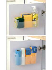 1pc Kitchen Cabinet Door Inner Storage Box, Wall Mounted Non Perforated Cabinet, Cling Film Hanger, Bathroom Storage Rack, Household Cabinet Storage Box Cleaning Tool Storage Box, Storage Rack, And Storage Basket. Cabinet Storage .