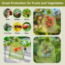 50pcs Plant Protection Bags, Plant Support Bags, Grape Protection Bags, Fruit & Vegetable Protection Bags. For Growing Protection Of Strawberries, Lychee, Citrus, Grapes, Apples, Pears, Cherries, Blackberries, And Other Fruits, Drawstring Net Bags, Anti-Bird, Anti-Insect, Anti-Animal Chewing