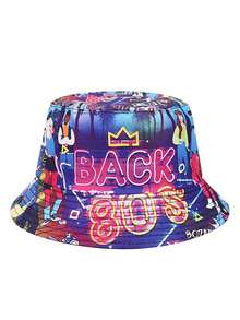 1pc Unisex Fashionable 90s 80s Pattern Reversible Lightweight Bucket Hat, Vintage Streetwear Casual Bucket Hat - A - View 18