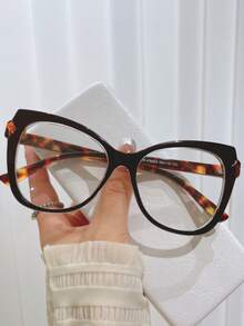 Leopard Print Frame Eyeglasses, Suitable For Daily Wear - Black - View 3
