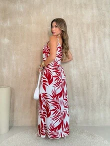 Floral Pleated Summer Dress - Rosa Roja - Ver 3