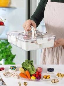 1 Stück Lebensmittel Aufbewahrungsbox mit luftdichtem Deckel, geeignet zum Aufbewahren von Süßigkeiten, Obst, Nüssen und Snacks. Hergestellt aus Materialien mit Frischhaltungsfunktion, verwendbar für Picknick am Strand, Partyeinstellung, Kühlschrankorganisation und mobilen Outdoor-Gebrauch. Einfache Lebensmittelsortierung und Erhaltung der Frische und Hygiene der Lebensmittel.