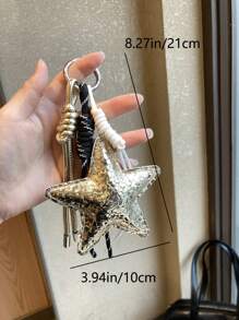 Pendentif Pentagramme doré, accessoire porte-clés Sweet Love, artisanat fait main, cadeau mignon pour les voyages, les vacances, la décoration de sac de mode Y2K, convient aux jeunes garçons, filles, étudiants, Fête des mères, Pâques, accessoires de voiture pour femmes