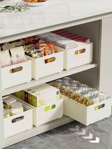 1 pieza Caja de almacenamiento de gabinete extensible, estilo deslizante para estantería, cocina, escritorio, libros, papelería, meriendas, organizador para baño, hogar, estudiante, caja de almacenamiento plegable de gran capacidad para ropa, ropa interior y calcetines