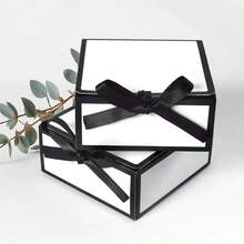 5/10/15/20 Pieces Flap Black Bow Folding Gift Box,Wedding Guest Gift Wrap,Party Gift Wrap,Wedding Gift Boxes,Mother's Day Gift Boxes,Small Business Supplies Mother's Day Gifts ,Teacher Gifts Packaging - Gift Box - View 6