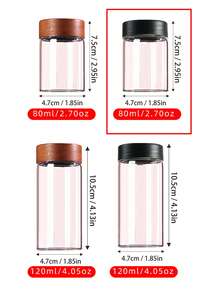 7 种款式，50ml-150ml，豪华圆形玻璃储物瓶，婚礼希望瓶螺旋盖小罐，哑光盖瓶，带密封木盖的玻璃储物罐，礼物