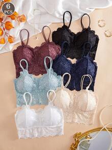 6pcs/Set Women Lace Wireless Push Up Bras Sexy & Comfortable Lingerie Set - Multicolor - View 3