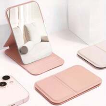 1pc Mini Foldable Standing Mirror, Shatter-Resistant Pocket Mirror, Pink Portable Makeup Mirror, Travel Accessories For Charm Makeup, Compact Hand-Held Mirror, Unique Travel Essential, Cosmetic Bag Must-Have, Perfect Gift - Multicolor - View 13