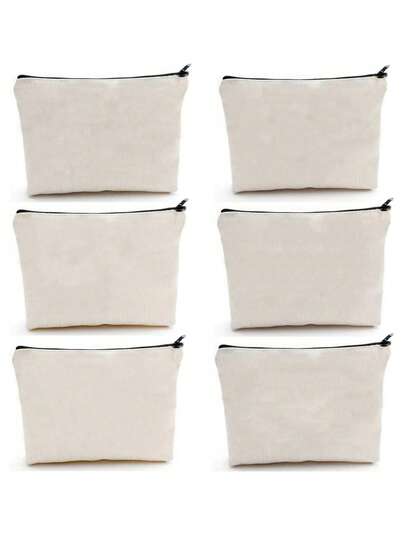 10 个装 DIY 空白布袋、绘画用布笔袋、化妆包、布袋、拉链、空白化妆包、旅行洗漱包、小号、22 X 17 厘米