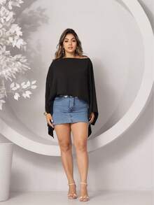 MULTIFORM CAPE BLOUSE WITH LARGE BANDAGE TOP  2025 WOMEN'S FASHIONSensualCasualCutePartyelegant2 In 1Not To Be WornNightWeddingHomeGardenPhotoshootStreettea Party - 黑色 - 查看 2