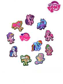 MY LITTLE PONY 1pc/12pcs My Little Pony Cute Cartoon Character Twilight Sparkle, Rainbow Dash, Pinkie Pie, Fluttershy Jelly Shoes, Shoe Flower & Shoe Charms