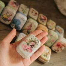 1set Miniature Floral Tin Boxes - Decorative Metal Jewelry Organizers With Hinged Lids, Compact Trinket Storage Containers, Ideal For Mother's Day Gifts, Small Party Favors, And DIY Crafts