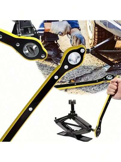 1 套汽车机械师多功能组合，包括棘轮千斤顶、长臂轮胎扳手、360° 双向旋钮设计，适用于汽车、摩托车、SUV 和其他车辆 - 附赠适配器