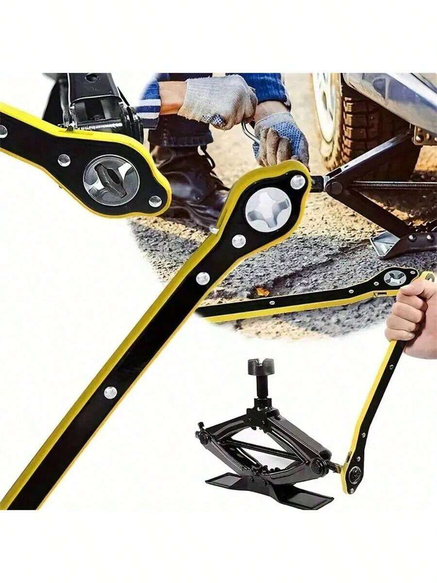 1 套汽车机械师多功能组合，包括棘轮千斤顶、长臂轮胎扳手、360° 双向旋钮设计，适用于汽车、摩托车、SUV 和其他车辆 - 附赠适配器