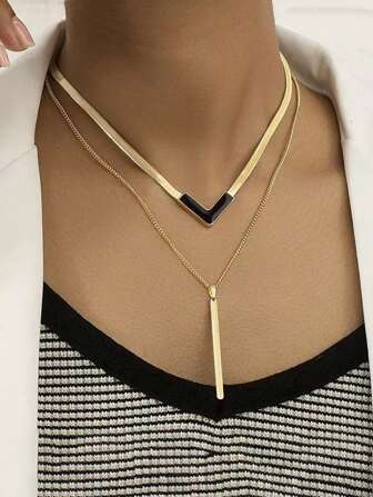 1 pièce Collier pendentif multicolore géométrique à la mode, stylé et bijoux