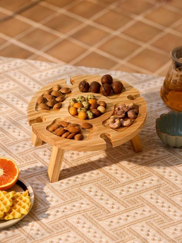 Cirelle 1pc Portable Folding Picnic Table, Outdoor Camping Collapsible Table, Small Wooden Picnic Table, No Power Needed, Made Of Natural Wood, Rama Kitchen Essentials, Kitchen Use, High-End Restaurants Supplies, Housewarming Gift, Party Use, Family Dining Gatherings