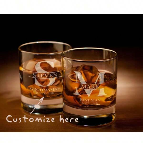 1pc Whiskey Glass Personalized Engraved Whiskey Glass/Bourbon Whiskey Glass/Scotch Whiskey Glass/Tasting Glass/Independent Letter Carving/Father's Day Gift Groom Gift, Anniversary, Wedding And Valentine's Day Gift