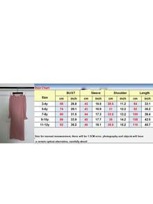 1pc Girls Kids Fuchsia Loose Dress, New Round Neck Ruffle Hem Solid Color Girls Kids Dress, Elastic And Comfortable, Suitable For Daily Outings, Home Wear Girls Arabic Abaya - Pink - View 5