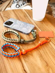 1 pieza Cordón ajustable para teléfono móvil, cuerda corta tejida a mano, anti-robo y anti-caída, funda universal duradera para teléfono móvil - Correa corta para teléfono móvil - Ver 5