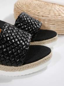 1 双纯色优雅派对学院风校园度假时尚海滩波西米亚风休闲可爱仙女婚礼通勤复古商务派对户外可爱中式婚礼编织坡跟防水厚底拖鞋，海滩婚礼派对办公室居家健身户外夏季草编装饰厚底凉鞋