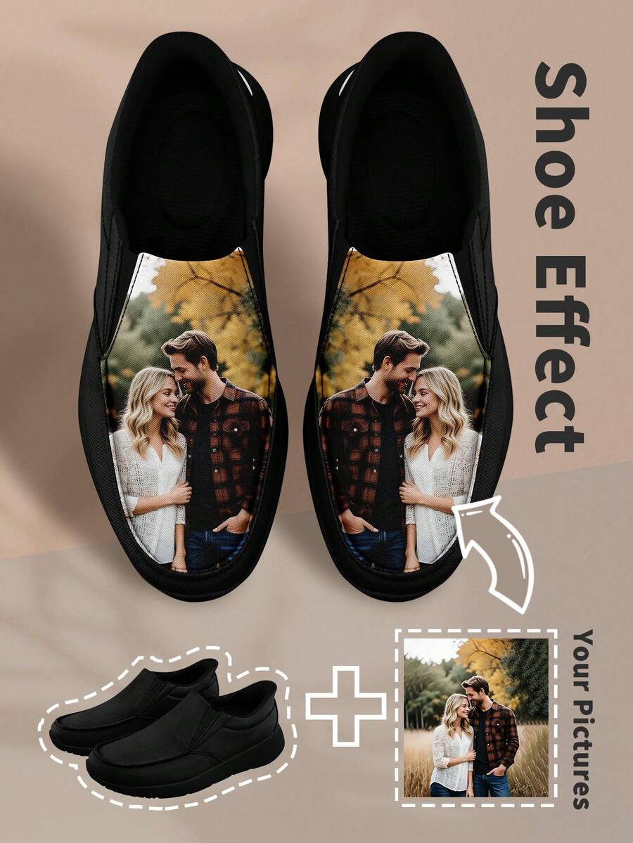 Custom Women's Loafers Casual Boat Shoes Walking Easy Slip On Sneakers For Women Fashion Flat Shoes Comfortable Leisure For All Season - Black - View 1