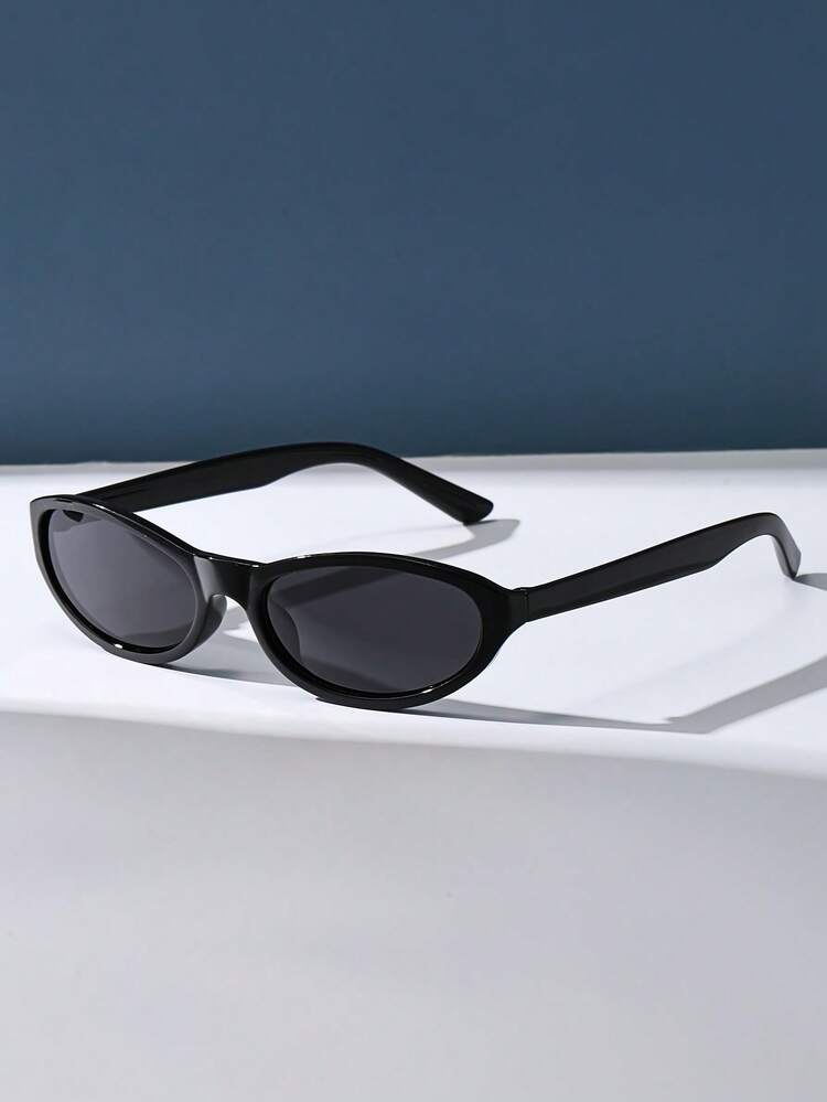 Retro Cat Eye Small Frame Y2K Fashion Glasses, Women Plastic Classic Casual Decorative Daily Wear Fashion Glasses, Men - Black - View 3