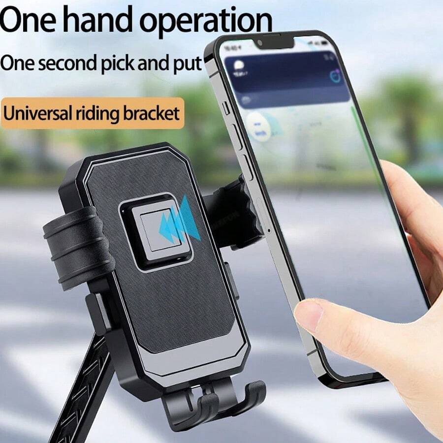 1pc 360° Rotatable Bicycle Phone Holder, Adjustable Handlebar Mount Bracket Fit For Motorcycle, Scooter, ABS Material, Secure Grip For Riding, Stylish Bicycle Design, Flexible Installation - Multicolor - View 1