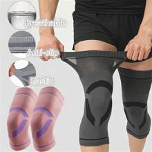 2pcs Breathable Knee Sleeve, Non-Slip Elastic Compression Knee Brace, Suitable For Men And Women, 100% Knitted Polyester Fabric, Ideal For Running, Basketball, Volleyball, Weightlifting, Fitness - Pink & Gray Gym Accessories Knee Support Sports Knee Pads Gym Knee Pads