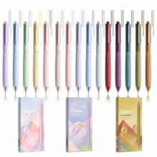 Set di 5 penne dai colori neutri Morandi, scrittura fluida, impugnatura comoda, design interessante, adatte per ufficio, scuola, progetti creativi, riunioni, prendere appunti, calligrafia, evidenziazione