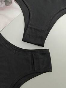 3 件装女士中腰纯色舒适性感高弹力丁字裤