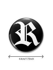 1pc 26 Letters Initial Alphabet Pattern Badge Brooch, Women Lapel Pin, Bag Charm, Clothing Accessory, Funny Gift For Friends, Family, Teachers, Classmates - Black and White - View 5