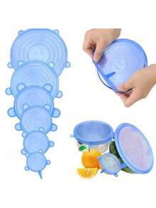 6pcs Silicone Stretch Lids, Food Bowl Covers, Reusable Food Saving Covers, Stretchable Multifunctional Fruit And Vegetable Fresh-Keeping Cover, Sealed Preservation Cover, Fruit Keeper, Storage Container, Reusable, Kitchen Accessories - Multicolor - View 3