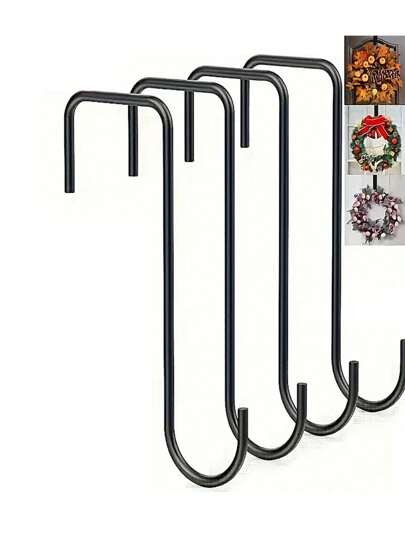 4 Zaunhaken, schwere Haken zum Aufhängen von Pflanzen an Türen, Garten Aufhängehaken, geeignet für Innenbepflanzung und Außenbepflanzung, Vogelfutterkrippen, Laternen, Zäune (Schwarz), Mehrzweckhaken
