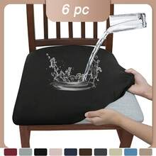 6 pièces Housse de siège de chaise universelle imperméable en soie de lait, housse de siège de chaise de couleur unie brossée et très élastique, housse de chaise douce et confortable, anti-poussière et anti-salissure, convenant aux chaises de salle à manger, aux bureaux et à la décoration de la maison, housses de chaises de salle à manger, ensemble de 4 housses de chaises de salle à manger