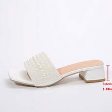 Sandal nữ quai Pháp da PU đính đá màu sắc, gót vuông 3.5cm, sandal mùa hè, phù hợp đi chơi hàng ngày, hẹn hò, mua sắm - trắng - Xem 9