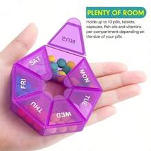 1 pièce Boîte organisatrice de mini-pilules de 7 jours, boîte de rangement hebdomadaire pour médicaments en plastique à compartiments multiples et scellée, portable