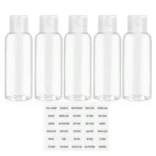 5Pcs 3.4oz Clear Round Shoulder Bottle With Flip Butterfly Lid Travel Bottle Empty Cosmetic Sample Dispenser Container, Travel Bottle, Travelling Containers Small Leak Proof Squeeze Bottles With Black Flip Cap For Toiletries, Shampoo, Lotions, Conditioners, Travel Size Cosmetics, Home Travel, Back To School